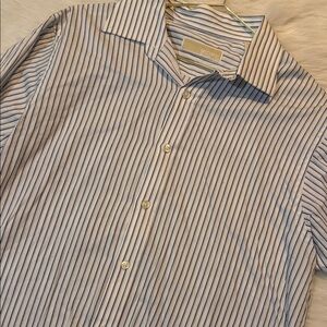 Michael Kors Men's Blue Striped Dress Shirt